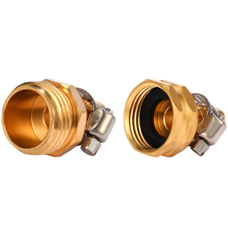 Sanpaint Brass Garden Hose Connector Repair Mender Kit with Stainless Clamp,Fits 1/2" Water Hose Fitting (1/2" Barb x 3/4" GHT) - Image 4